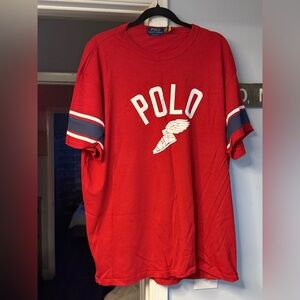 Ralph Lauren Red Polo Shirt with White Graphic